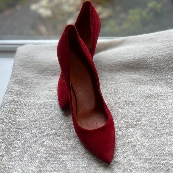Via Spiga Shoes - Via Spiga red suede pointy toe high heels, Size 8